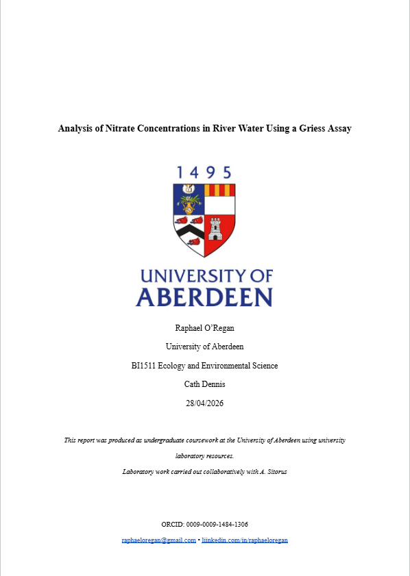 Cover preview of essay on River Water Nitrate Analysis